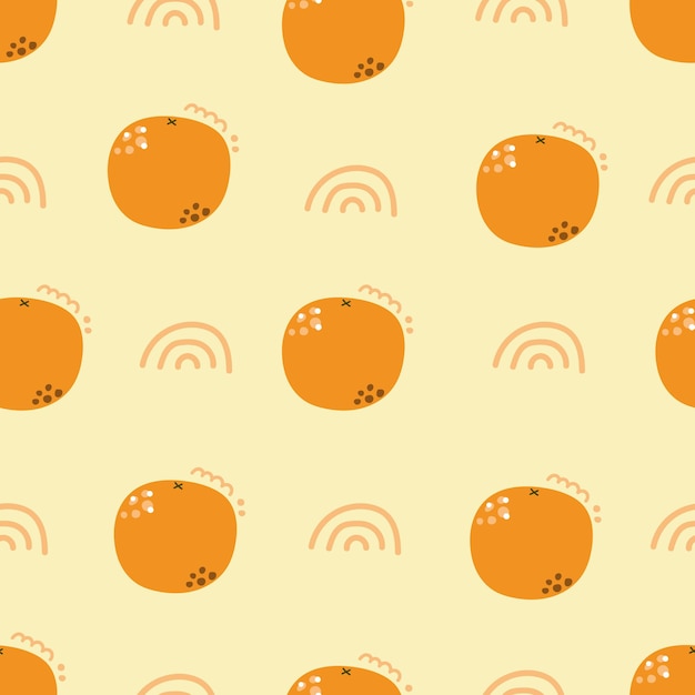 Vecteur modèle sans couture d'oranges mignonnes illustration plate pour la conception d'impression