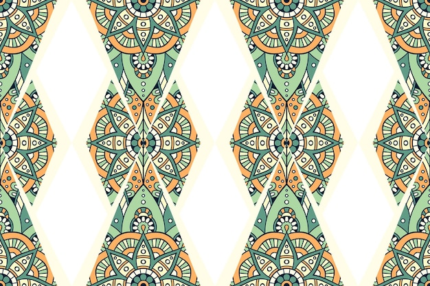 Modèle sans couture avec ornement mandala ethnique