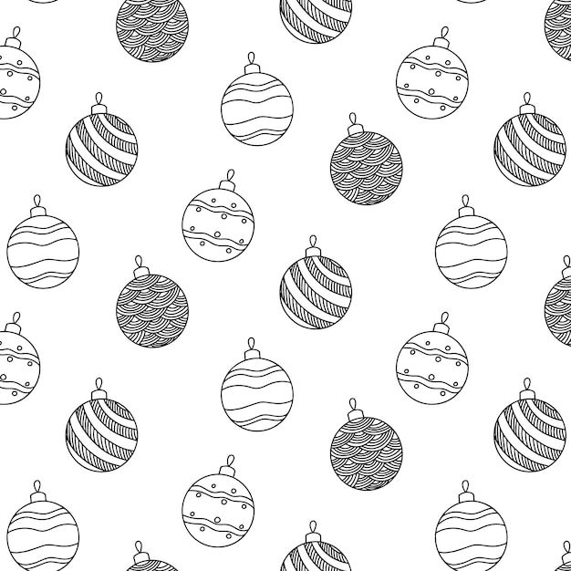 Modèle sans couture avec ornements de Noël décoration festive du nouvel an illustration vectorielle simple doodle