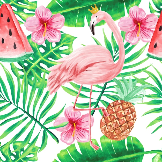 modèle sans couture papier peint bel été tropical fleurs aquarelle
