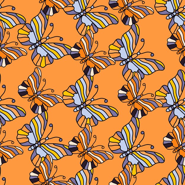 Modèle sans couture avec papillons stylisés