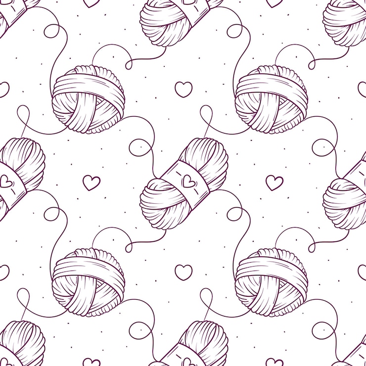 Vecteur modèle sans couture avec des pelotes de laine. fond de tricot en style cartoon.