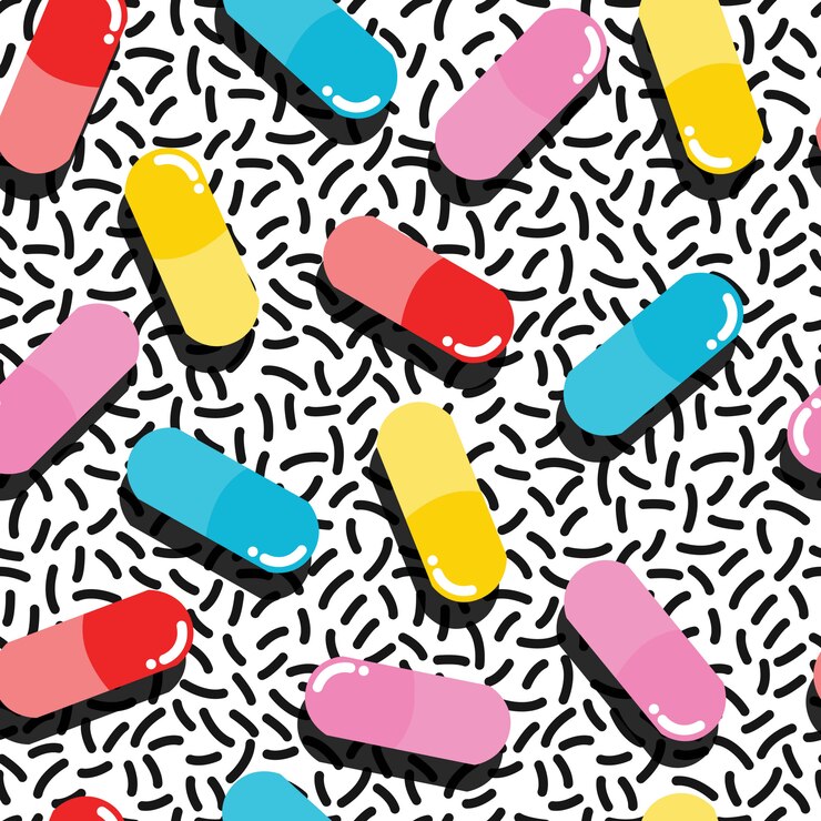 Modèle sans couture de pilules et capsules