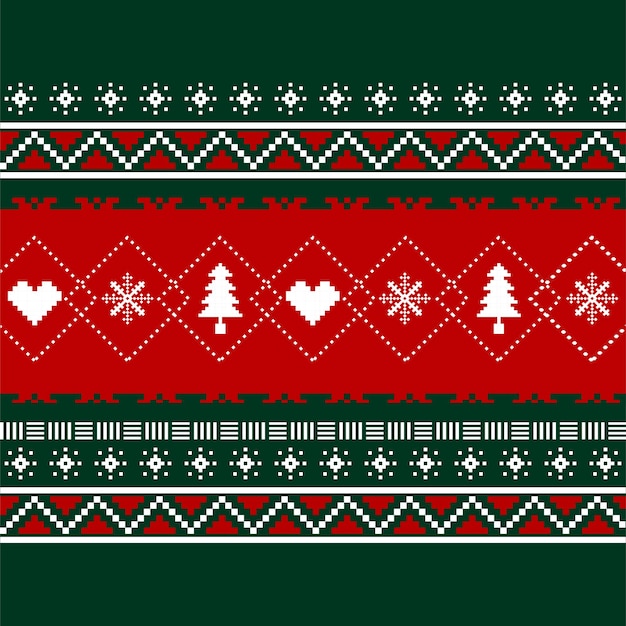 Modèle Sans Couture De Pixels Vectoriels Rouges Et Verts Avec Signe Joyeux Noël