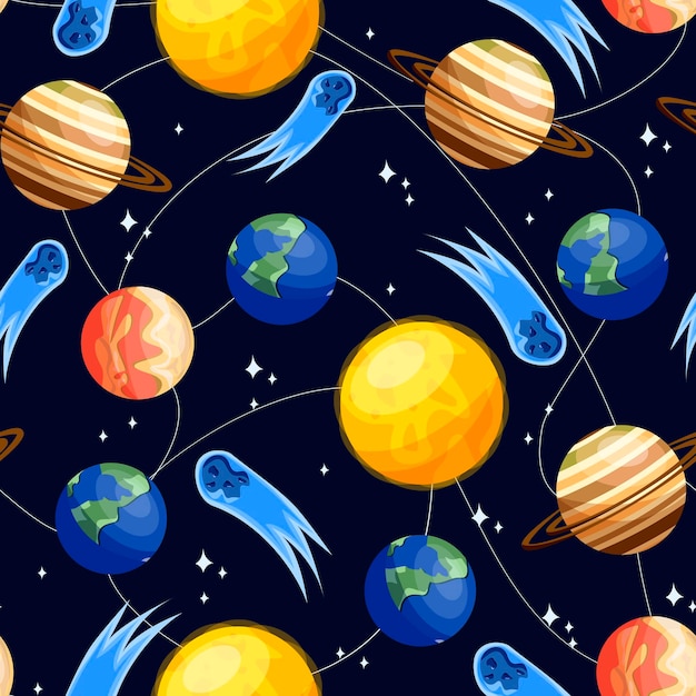 Modèle Sans Couture Avec Les Planètes, Les étoiles Et La Comète.