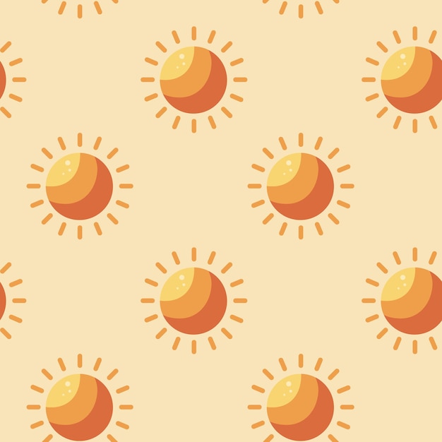 Modèle sans couture plat coloré d'été avec le soleil sur la fête de plage de fond jaune
