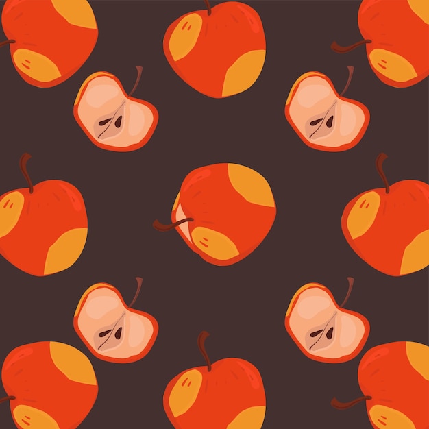 Modèle sans couture avec pommes Pommes entières et moitiés