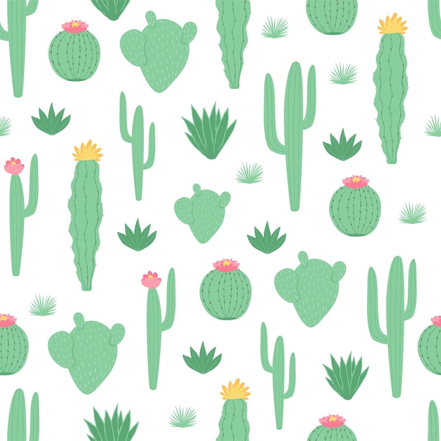 Modèle Sans Couture Pour Enfants Avec Cactus En Style Cartoon