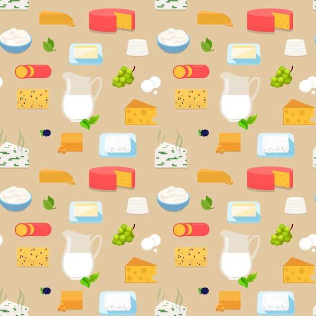 Modèle sans couture de raisins laitiers au lait de fromage