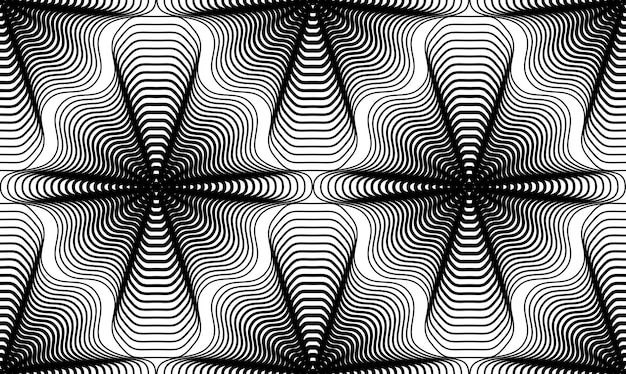 Vecteur modèle sans couture rayé monochrome géométrique, fond abstrait vectoriel noir et blanc. toile de fond symétrique graphique.