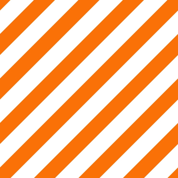 Vecteur modèle sans couture de rayures obliques orange et blanches.