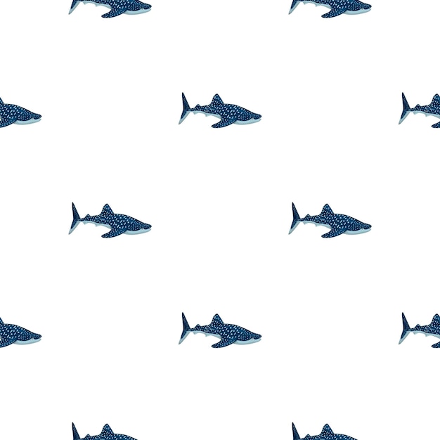 Modèle Sans Couture De Requin-baleine Dans Un Style Scandinave. Fond D'animaux Marins. Illustration Vectorielle Pour Enfants Imprimés Textiles Drôles, Tissus, Bannières, Arrière-plans Et Fonds D'écran.