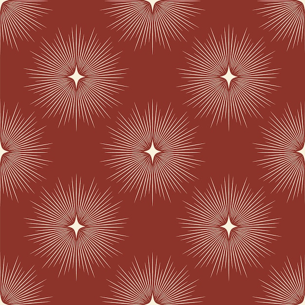 Modèle sans couture rétro avec illustration d'étoile de couleur argent Rayons de soleil formes de collage mystiques et simples Pour le décor de fond rouge de cartes de voeux d'impression de tissu