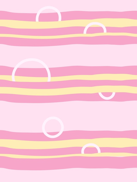 Modèle sans couture rose avec des lignes abstraites horizontales et des cercles