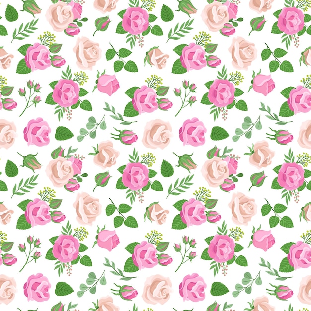 Modèle sans couture rose Ornement textile fleur décorative Illustration vectorielle