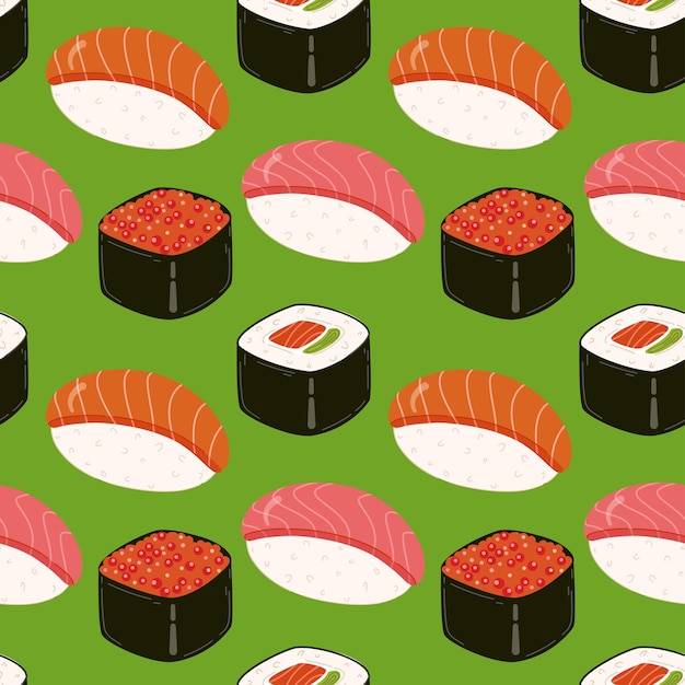 Vecteur modèle sans couture avec sushi en ordre géométrique