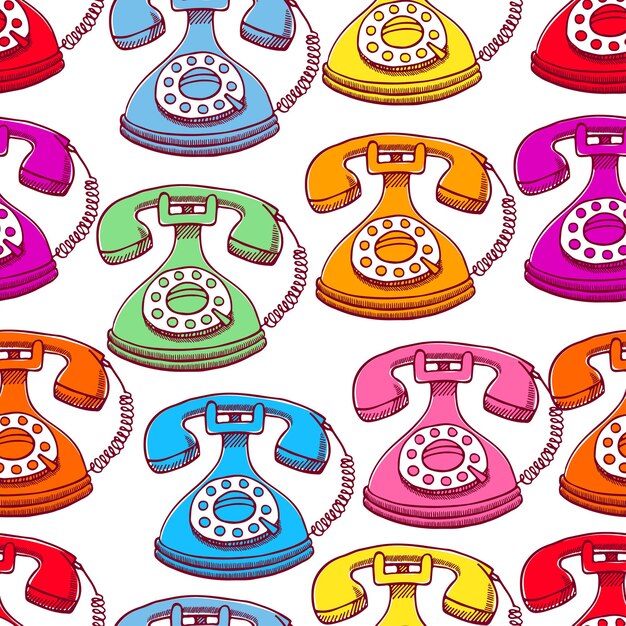 modèle sans couture de téléphones vintage colorés