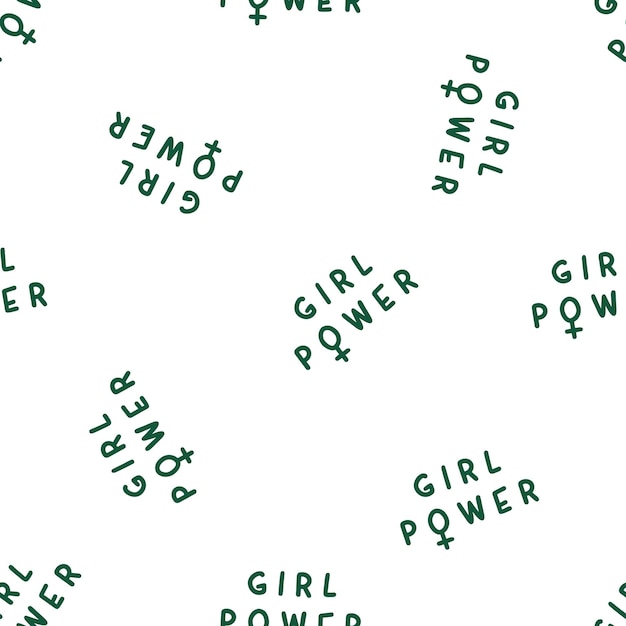 Modèle sans couture avec texte vert girl power