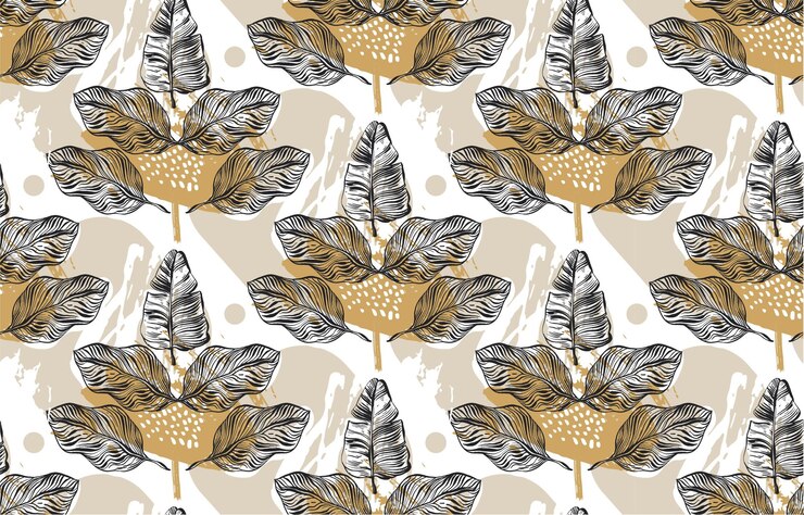 Vecteur modèle sans couture texturé abstrait vecteur dessiné à la main de feuilles de palmier dorées illustration graphique et texture à pois peints au pinceau isolé sur fond blancmodèle de concept d'arbre de noël