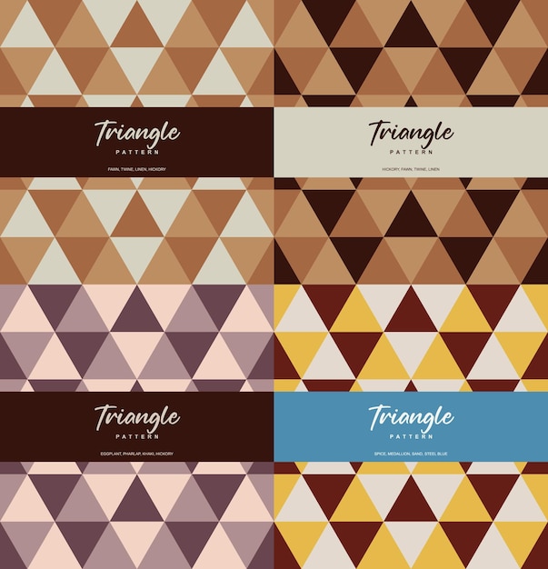 Modèle sans couture de thème de couleur triangle terre-à-terre, ensemble de 4