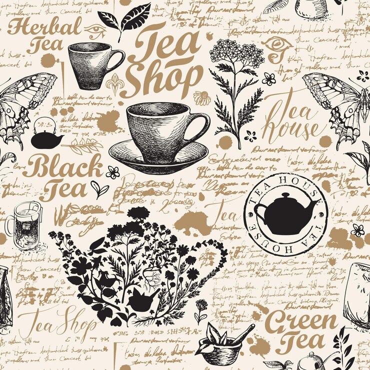 Vecteur modèle sans couture sur le thème du thé et de la pharmacie à base de plantes