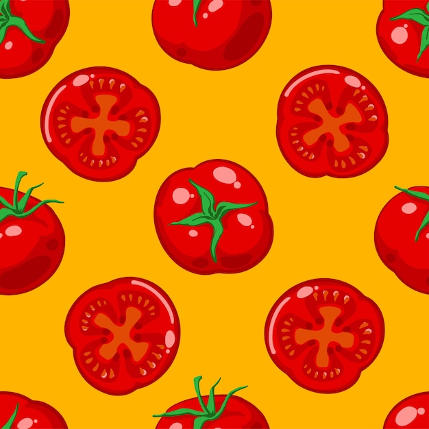 Modèle Sans Couture Avec Des Tomates Mûres Rouges Et Des Tranches De Tomates