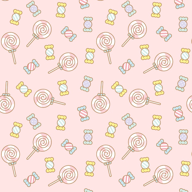 Modèle sans couture transparent de bonbons kawaii mignon