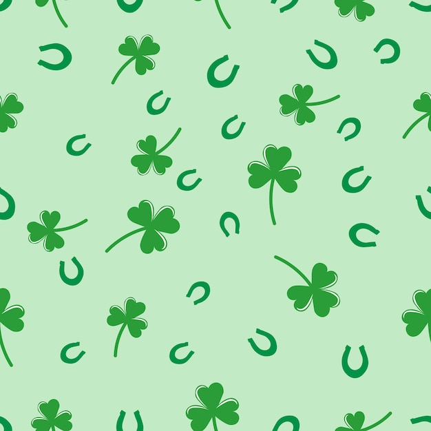 Modèle Sans Couture Avec Trèfle Vert Et Fer à Cheval Le Symbole De La Saint-patrick.