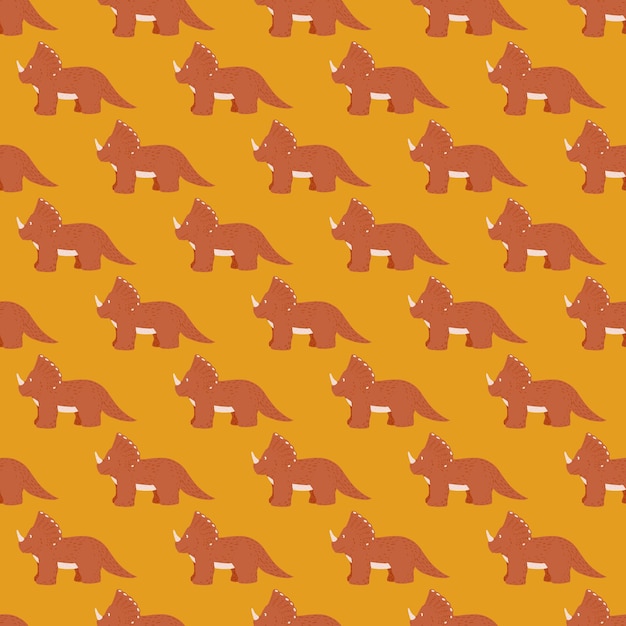 Modèle Sans Couture Triceratops Fond De Dinosaure Pour Enfants Texture Répétée Dans Un Style Doodle Pour Tissu Papier D'emballage Papier Peint Tissu Illustration Vectorielle