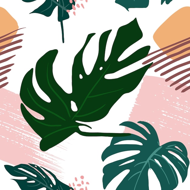 Modèle sans couture tropical avec des feuilles de monstera Modèle moderne abstrait