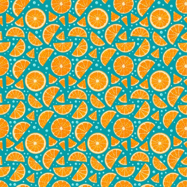 Modèle sans couture tropical avec des oranges sur fond bleu Arrière-plan répété de fruits