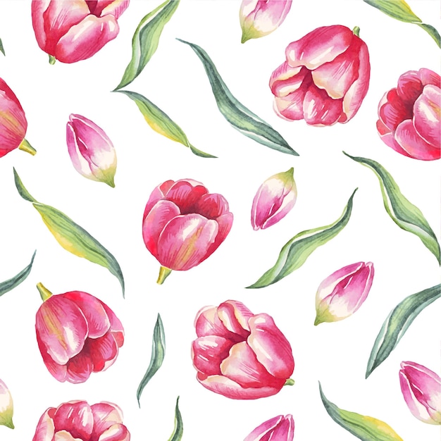 Modèle sans couture de tulipes aquarelle