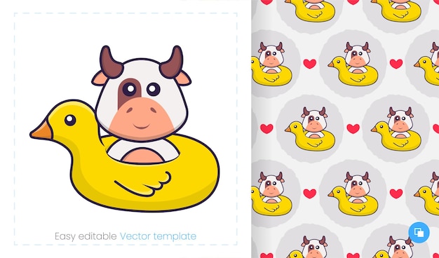 Modèle Sans Couture Avec Vache De Dessin Animé Sur Fond Blanc.