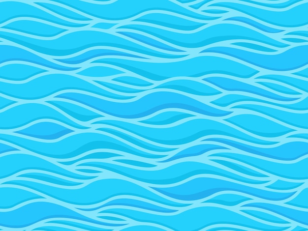 Modèle sans couture de vagues d'éclaboussures d'eau de l'océan bleu. Vagues et éclaboussures d'eau de mer, illustration de fond de vecteur d'ondulation de l'eau. Motif d'eau de mouvement ondulé. Illustration de la mer vague de fond