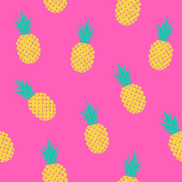 Modèle Sans Couture De Vecteur Avec Des Ananas Sur Fond Rose, Motif D'été Lumineux