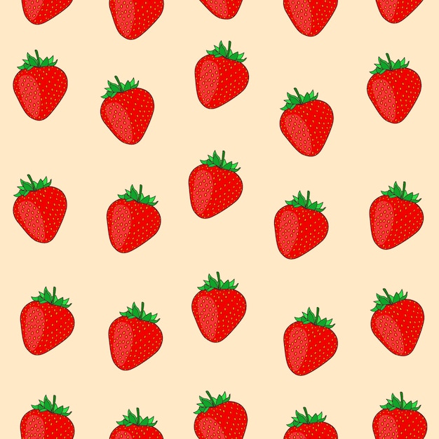 Modèle Sans Couture De Vecteur Aux Fraises, Dessin Animé Aux Fraises