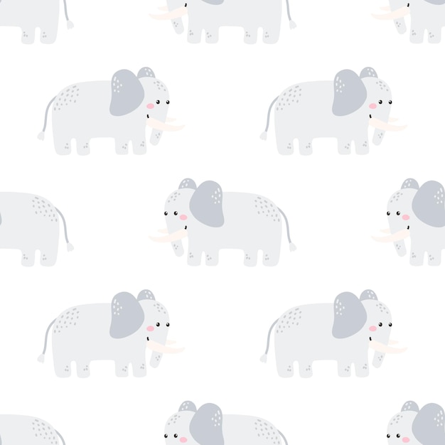 Modèle sans couture de vecteur éléphant mignon sur fond blanc