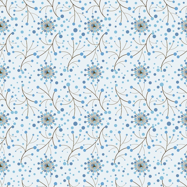 Modèle sans couture de vecteur avec des fleurs abstraites de branches et des points Dessin graphique minimaliste Conception pour papier d'emballage fond de papier textile