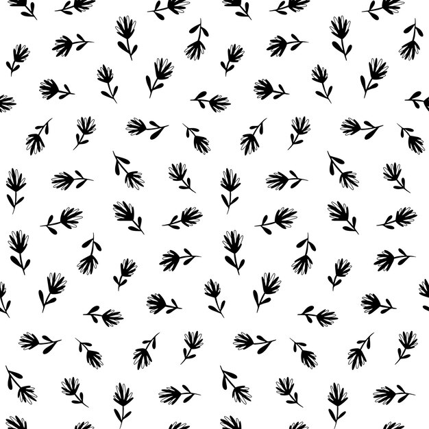 Modèle sans couture de vecteur floral noir et blanc