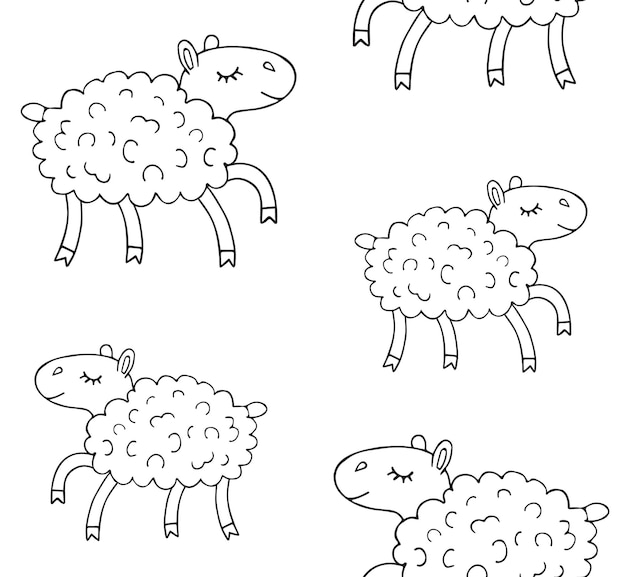 Modèle Sans Couture De Vecteur De Moutons En Cours D'exécution