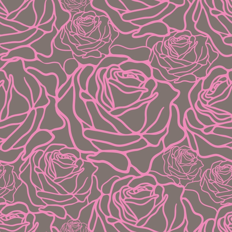 Vecteur modèle sans couture de vecteur avec des roses roses sur fond gris