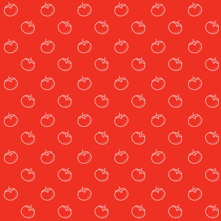 Vecteur modèle sans couture de vecteur rouge minimaliste avec des tomates