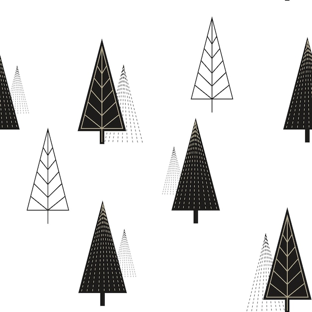 Modèle Sans Couture De Vecteur De Sapin Mignon. Papier Peint Scandinave épicéa. Fond De Noël De Pin. Illustration De Vacances En Forêt.