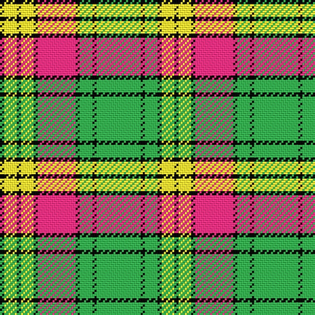 Modèle Sans Couture De Vecteur Tartan écossais, Noir, Jaune, Rose; Vert