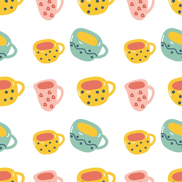 Modèle sans couture de vecteur avec des tasses