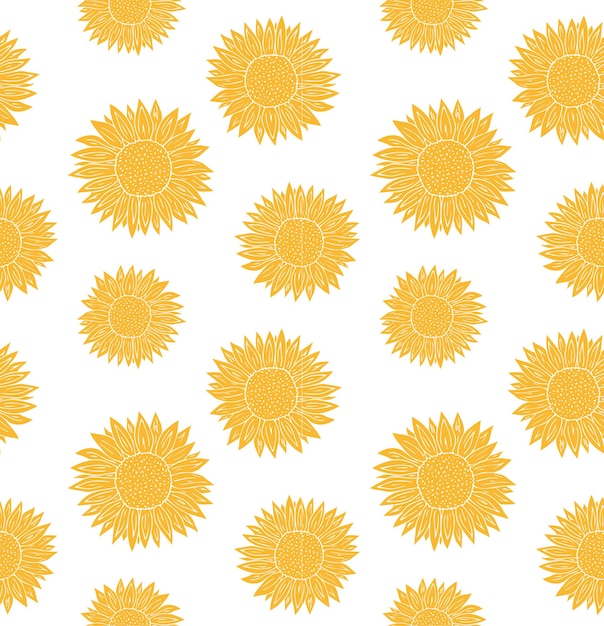 Modèle Sans Couture De Vecteur De Tournesol Dessiné à La Main