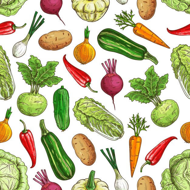 Modèle Sans Couture Végétarien Avec Des Légumes