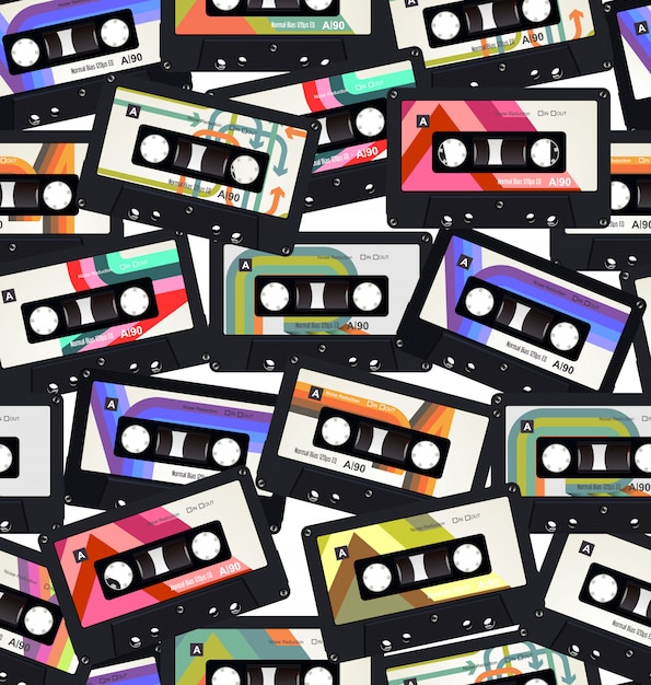 Modèle Sans Couture Avec Vieilles Cassettes Audio