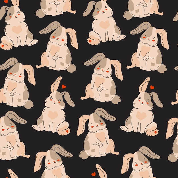 Modèle Sans Fin Sans Couture Avec Des Lièvres Pour Les Textiles Du Nouvel An Et De Noël Le Lapin Est Le Symbole Du Nouvel An Chinois Imprimer Pour Les Vêtements Pour Enfants Illustration Vectorielle De Lapin De Pâques