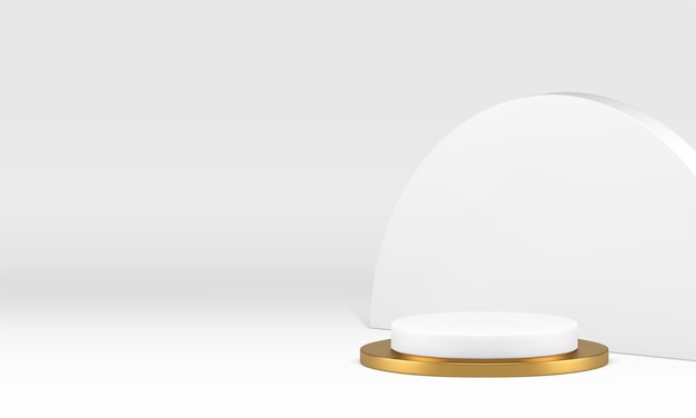 Modèle de scène blanche de podium 3D de luxe élégant pour la présentation de produits vectoriel réaliste